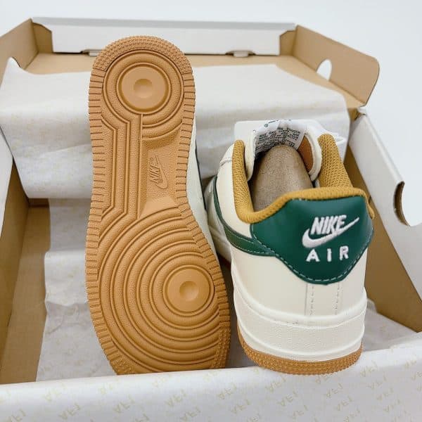 Hand-Crafted AF1 Cream White Beige Green Gum