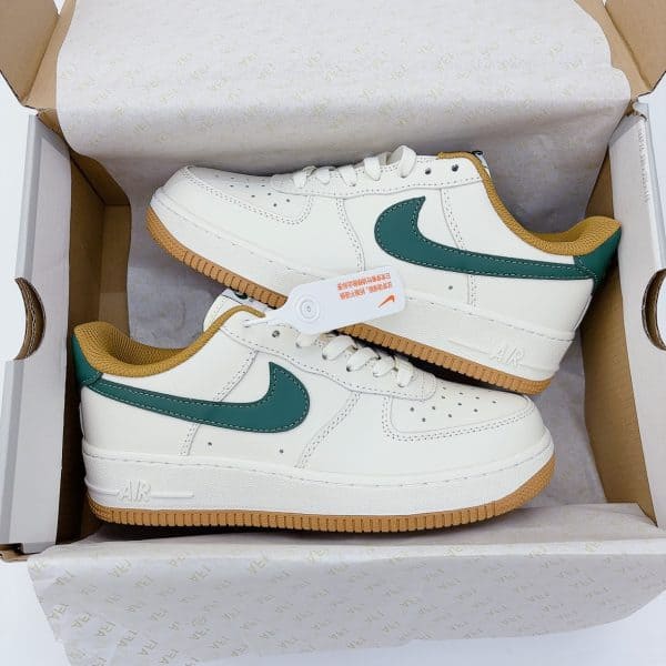 Hand-Crafted AF1 Cream White Beige Green Gum