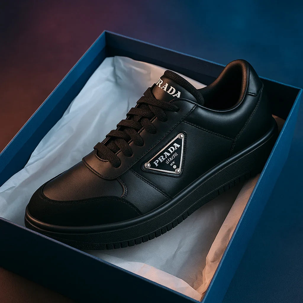Pr∀da downtown leather sneakers