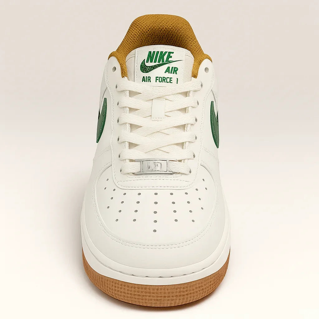 Hand-Crafted AF1 Cream White Beige Green Gum