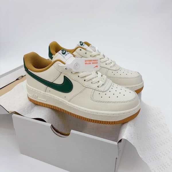 Hand-Crafted AF1 Cream White Beige Green Gum