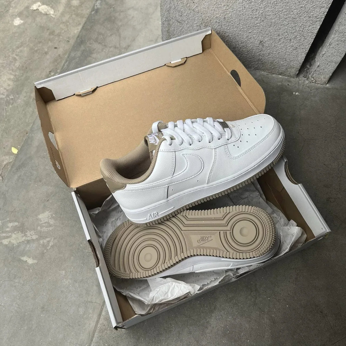 Hand-Crafted AF 1 White Taupe